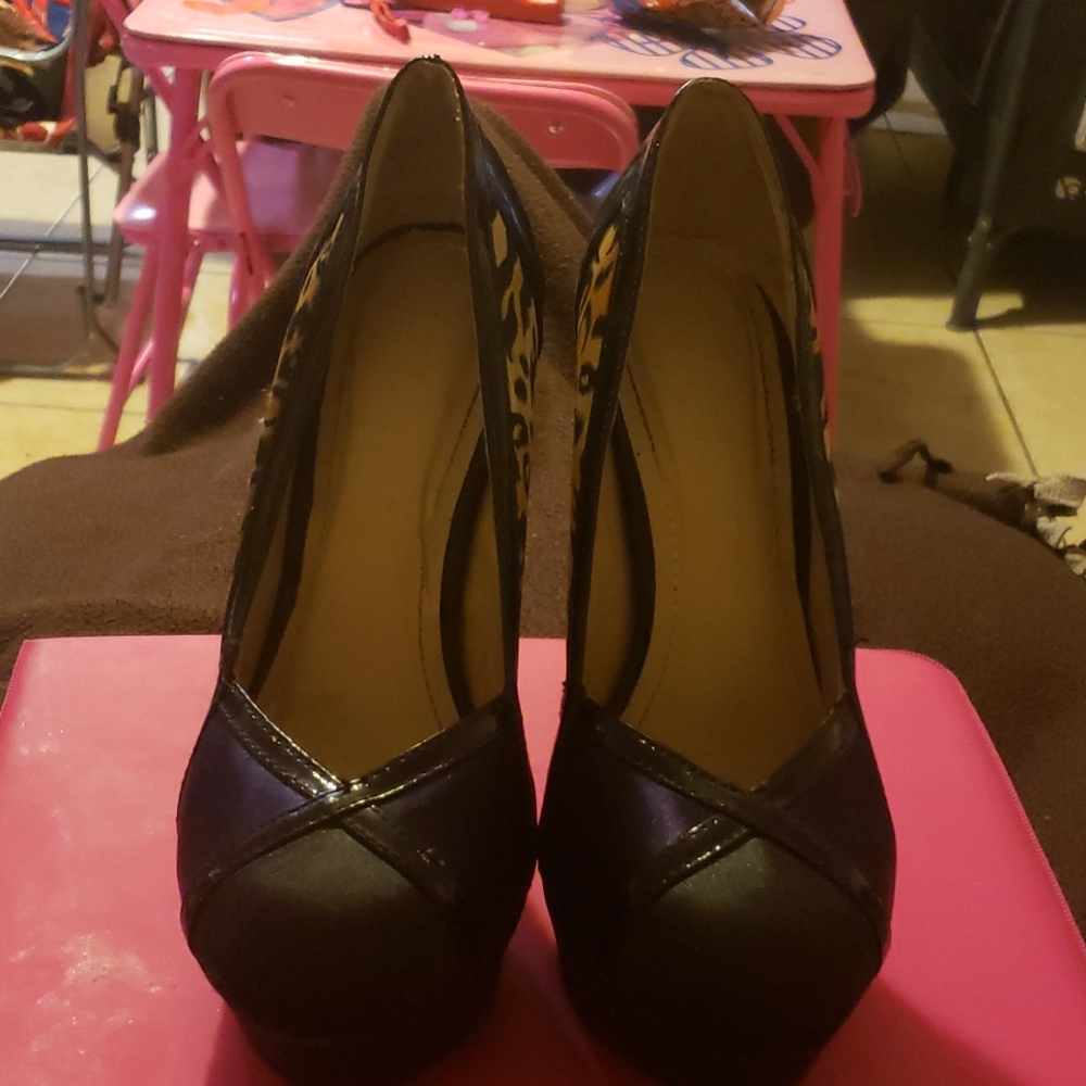 Pink, purple, leopard and black heels